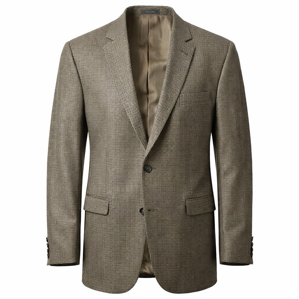 Lauren Ralph Lauren Sport Coat Silk Wool Houndstooth Brown Mens 44XL Blazer